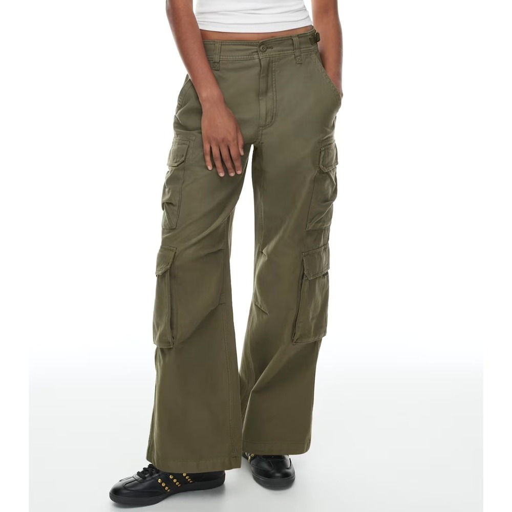 Aritzia TNA Highland Cargo Pant Oversized Cotton Cargo wide Leg Army Green